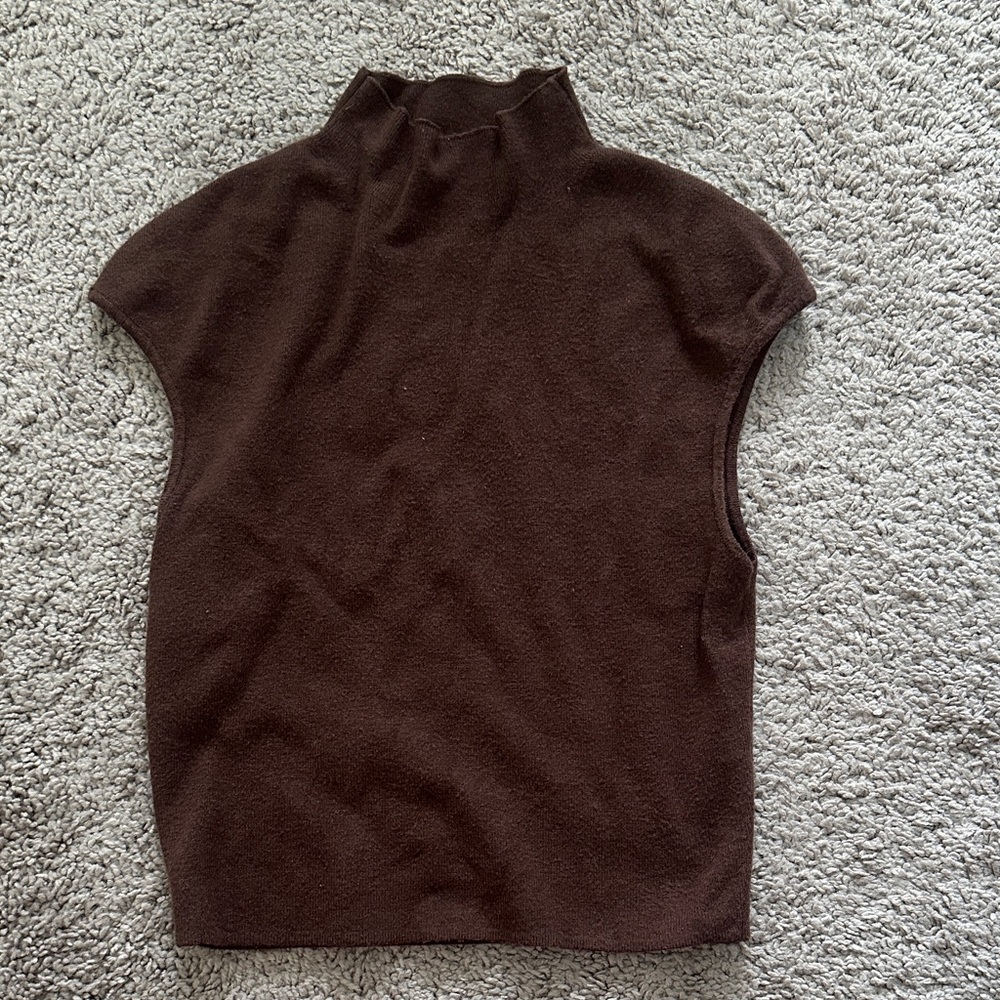 Brown Sleeveless Turtleneck Top